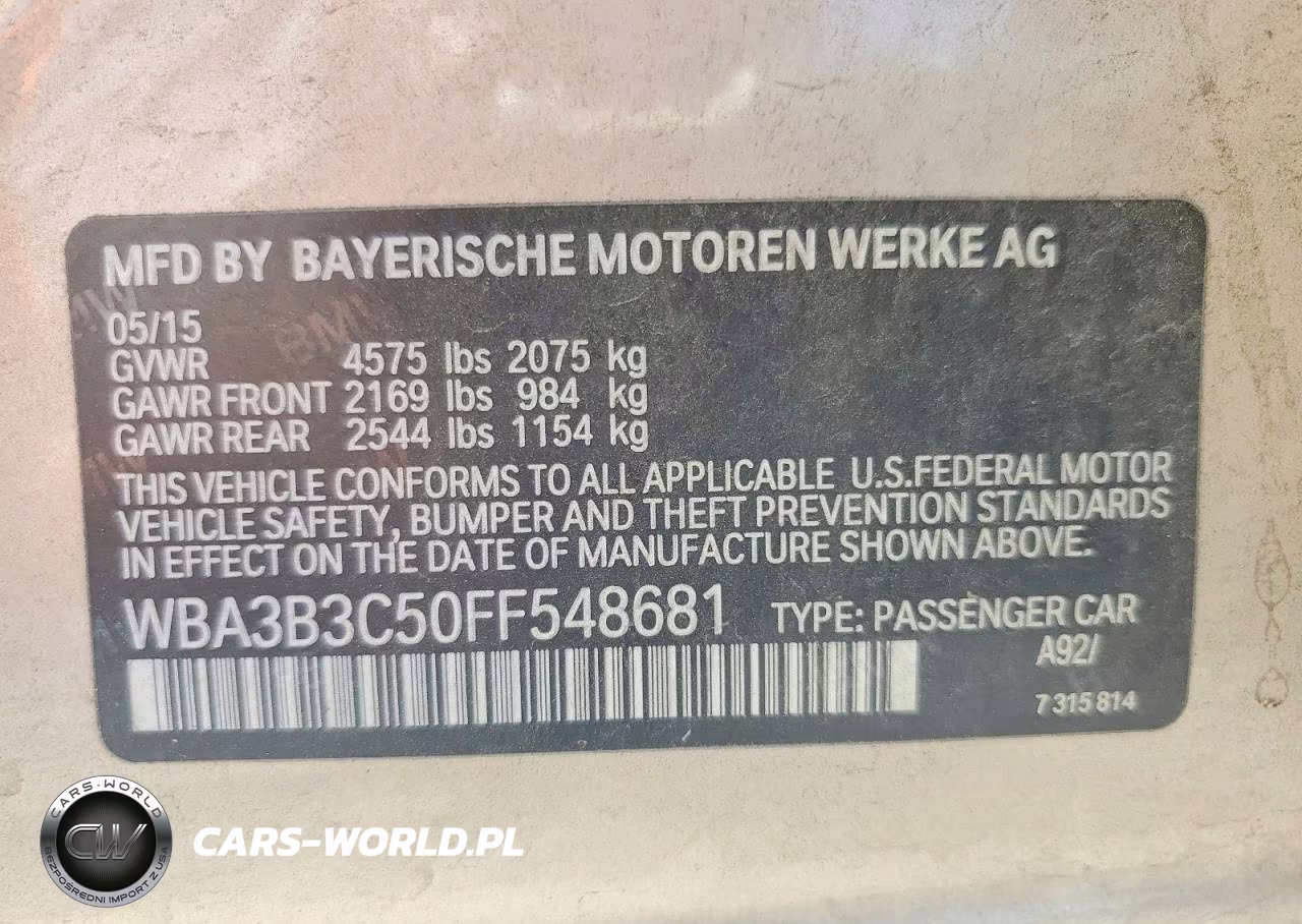 2015 BMW 328 Xi VIN:WBA3B3C50FF548681 - 12