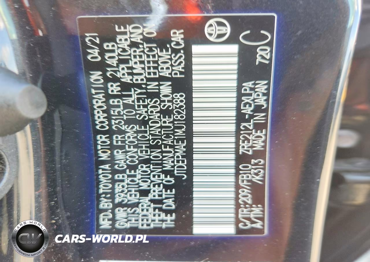 2021 Toyota Corolla Le VIN:JTDEPMAE1MJ182388 - 12