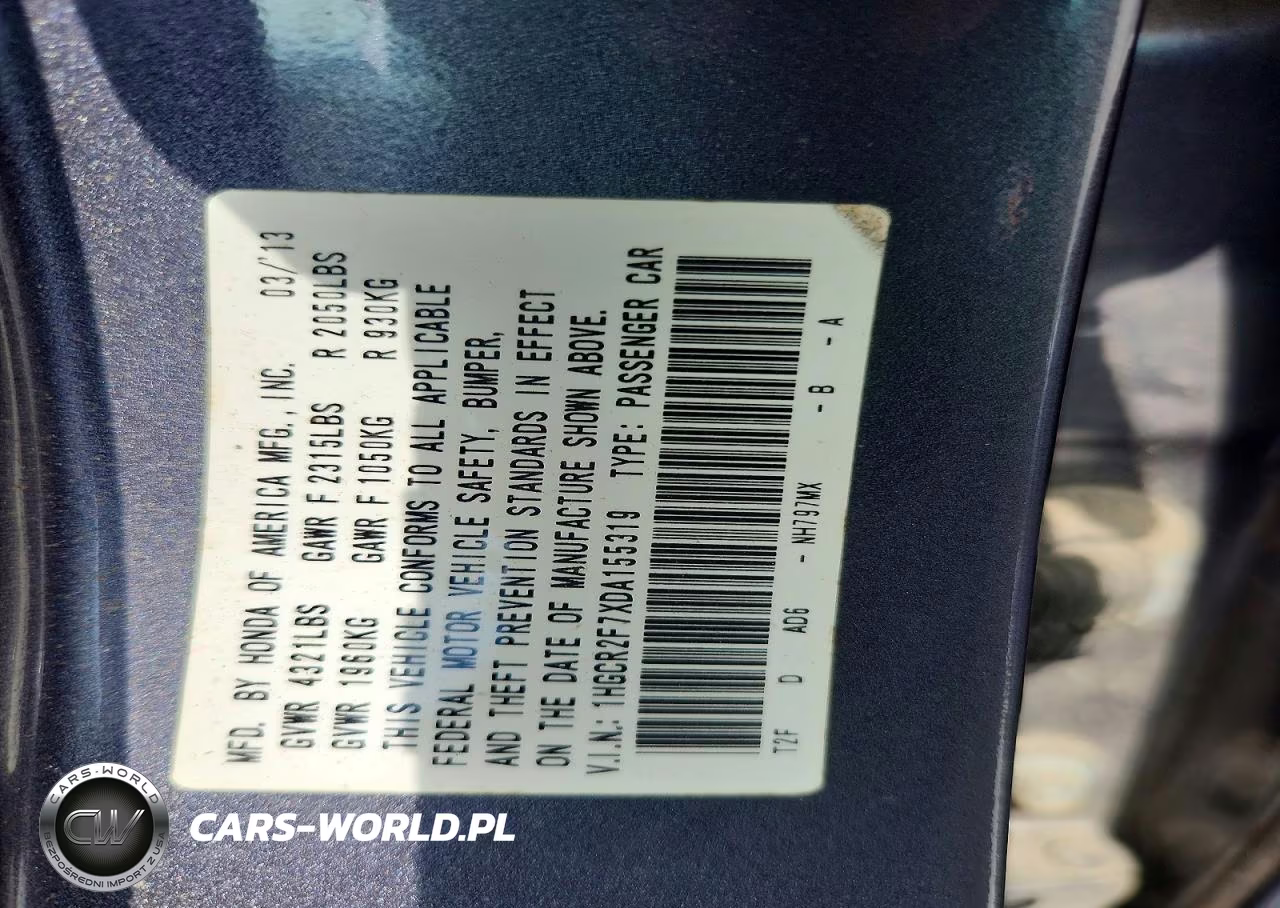 2013 Honda Accord Ex VIN:1HGCR2F7XDA155319 - 12
