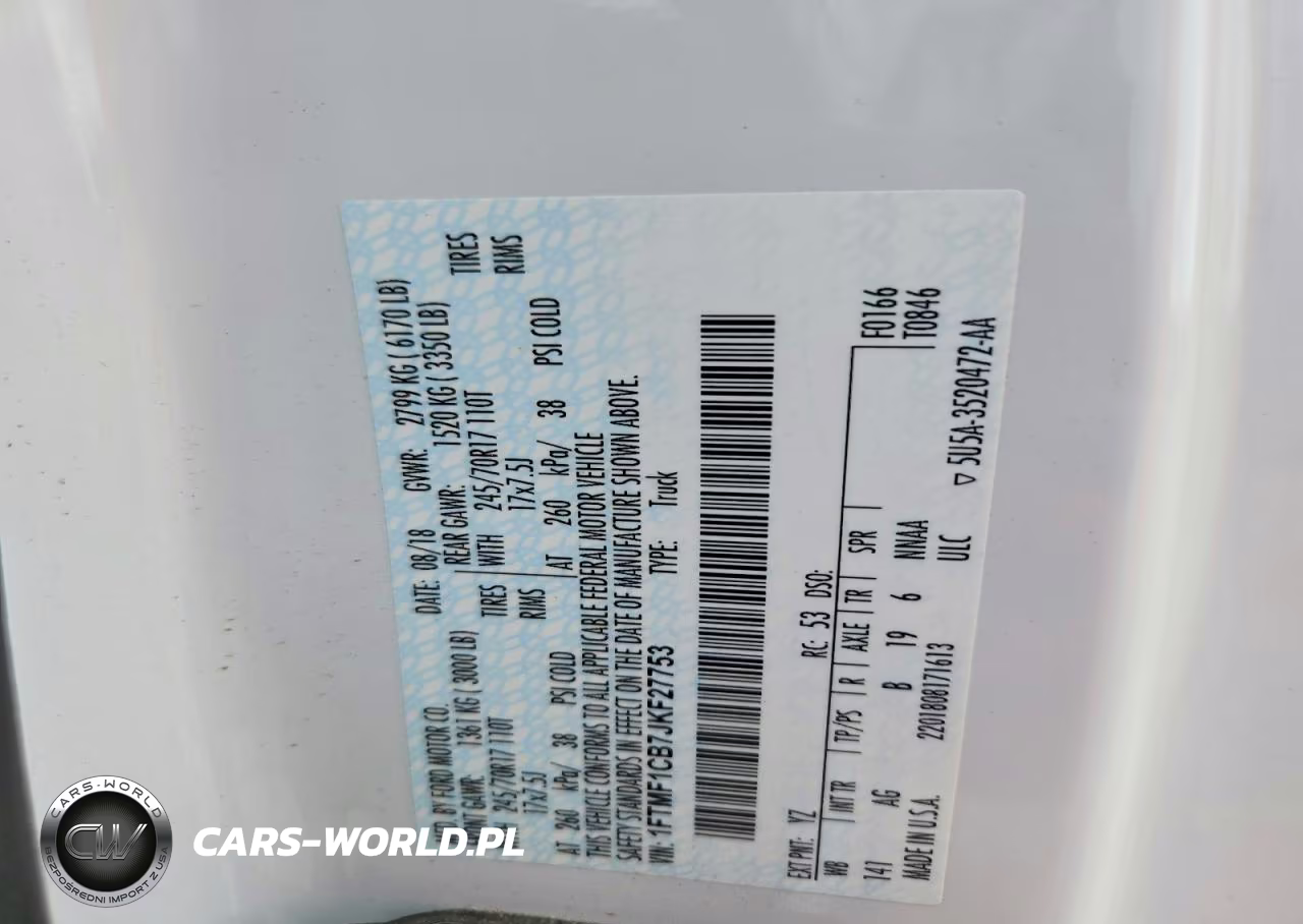 2018 Ford F150 VIN:1FTMF1CB7JKF27753 - 12