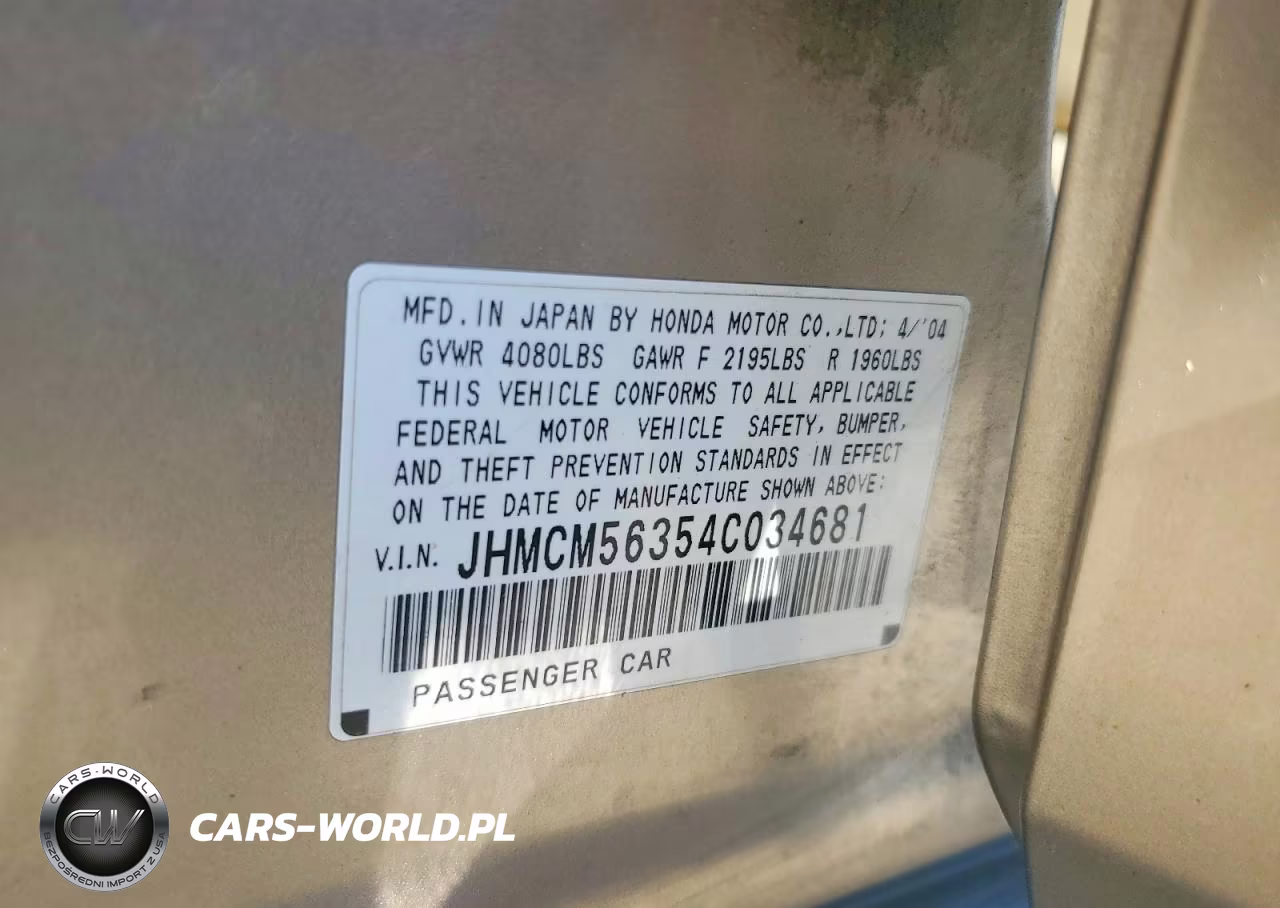 2004 Honda Accord Lx VIN:JHMCM56354C034681 - 12