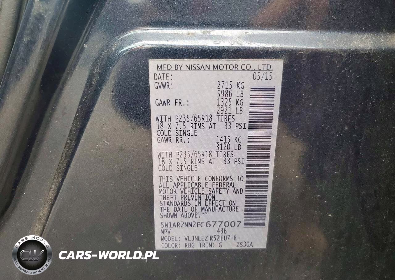 2015 Nissan Pathfinder Sv VIN:5N1AR2MM2FC677007 - 13