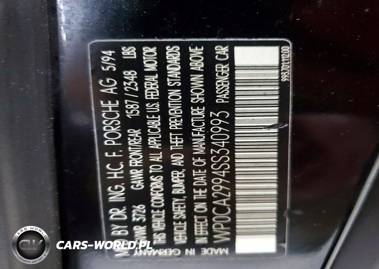 1995 Porsche 911 Carrera 2-Carrera 4 VIN:WP0CA2994SS340993 - 13