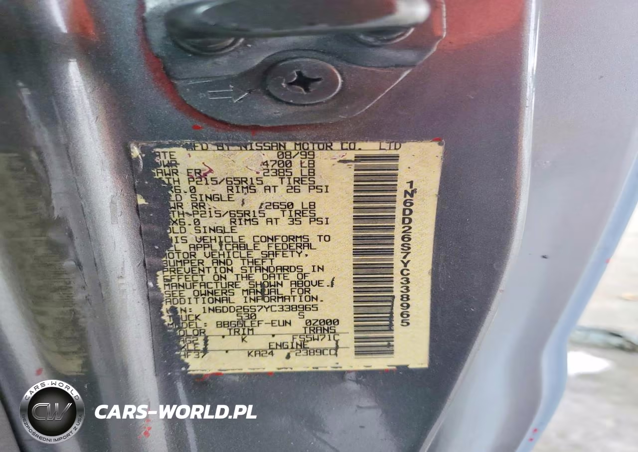 2000 Nissan Frontier King Cab Xe VIN:1N6DD26S7YC338965 - 12