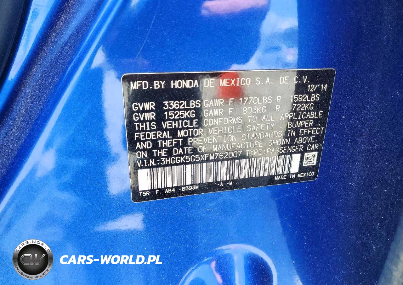 2015 Honda Fit Lx VIN:3HGGK5G5XFM762007 - 13