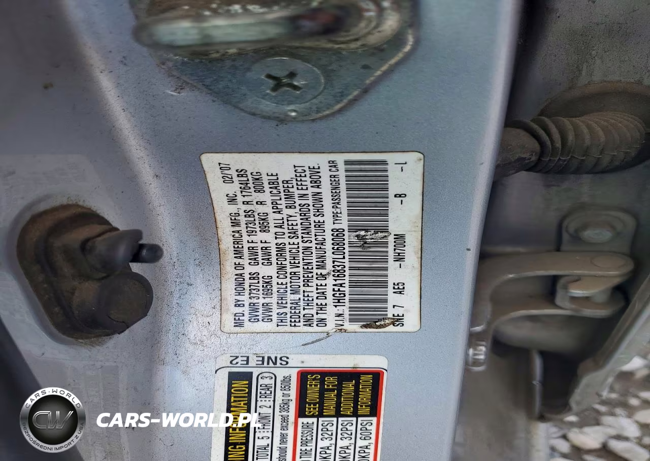 2007 Honda Civic VIN:1HGFA16837L068068 - 13