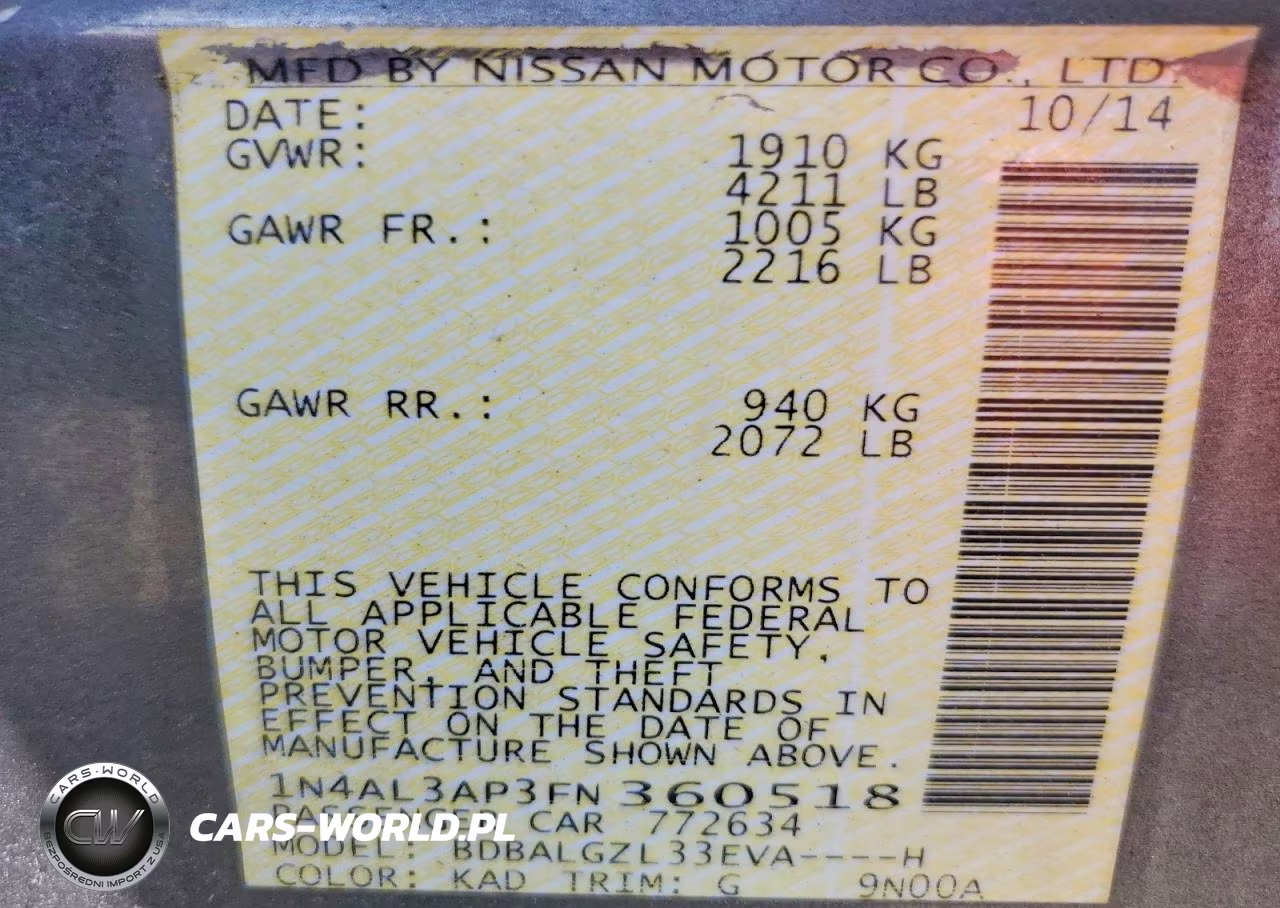 2015 Nissan Altima 2.5 S VIN:1N4AL3AP3FN360518 - 12