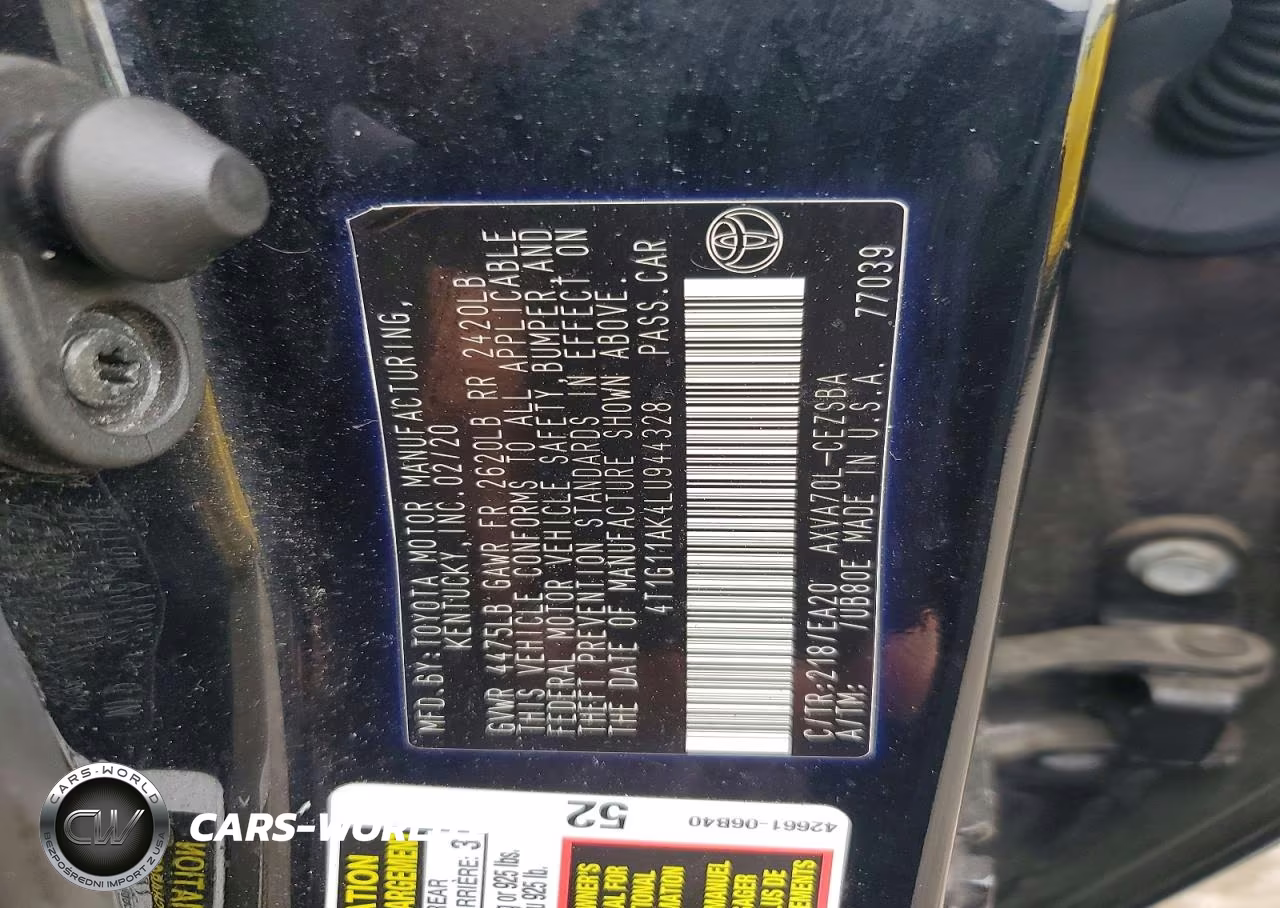 2020 Toyota Camry Se VIN:4T1G11AK4LU944328 - 12