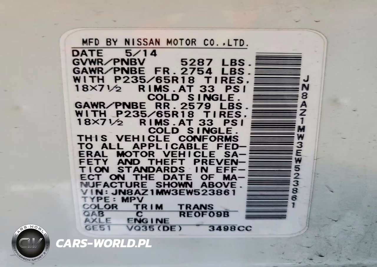 2014 Nissan Murano Sv VIN:JN8AZ1MW3EW523861 - 12