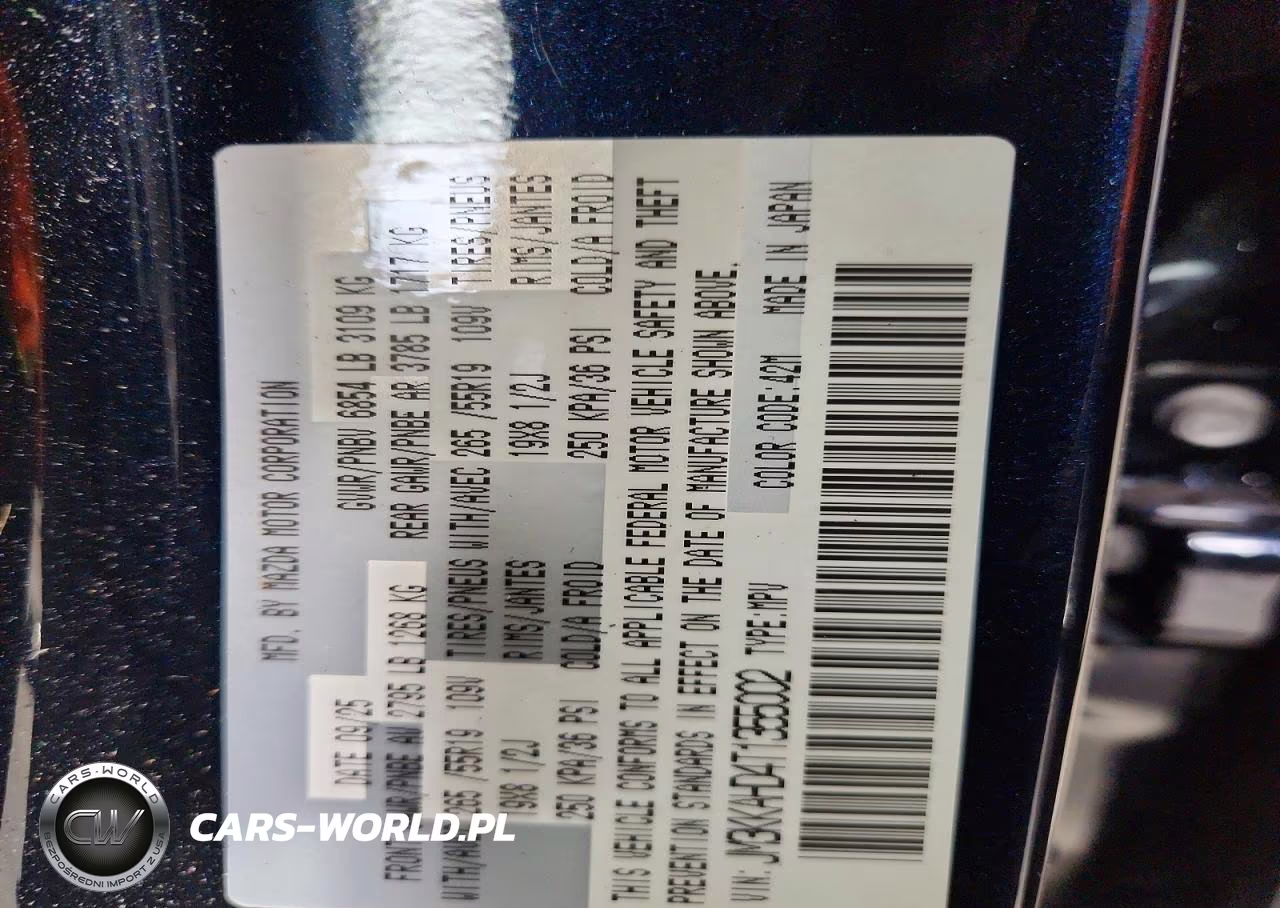 2026 Mazda Cx-90 Select VIN:JM3KKAHD4T1355002 - 14