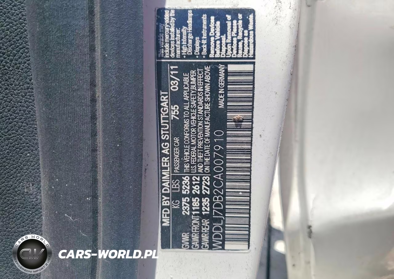 2012 Mercedes-Benz Cls 550 VIN:WDDLJ7DB2CA007910 - 12