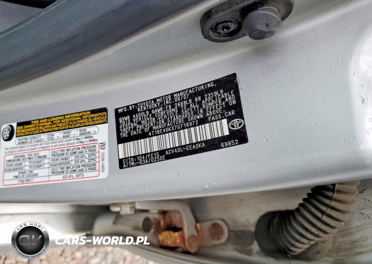 2007 Toyota Camry Se VIN:4T1BE46KX7U718972 - 12