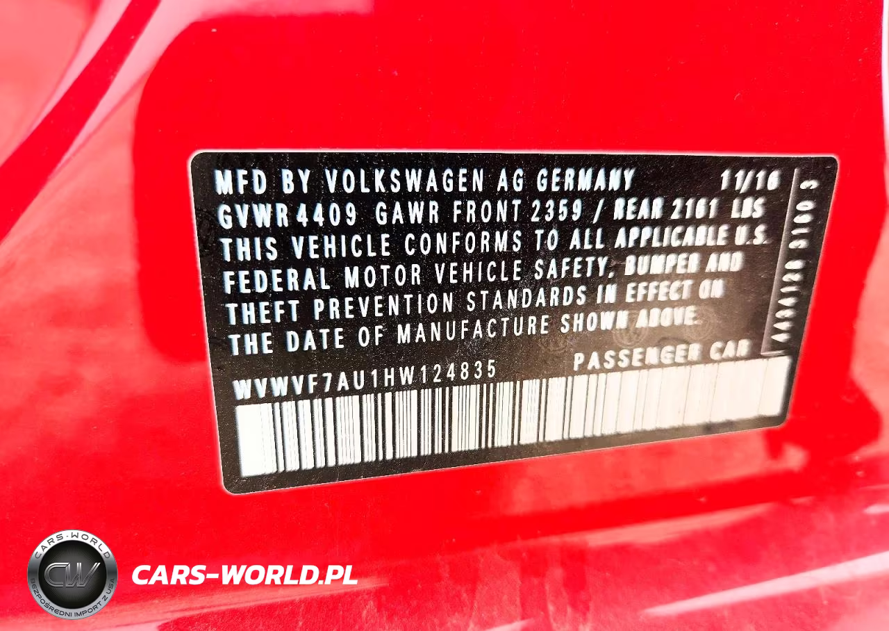 2017 Volkswagen Golf R VIN:WVWVF7AU1HW124835 - 12