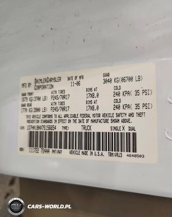 2007 Dodge Ram 1500 St VIN:1D7HA18NX7S156654 - 12