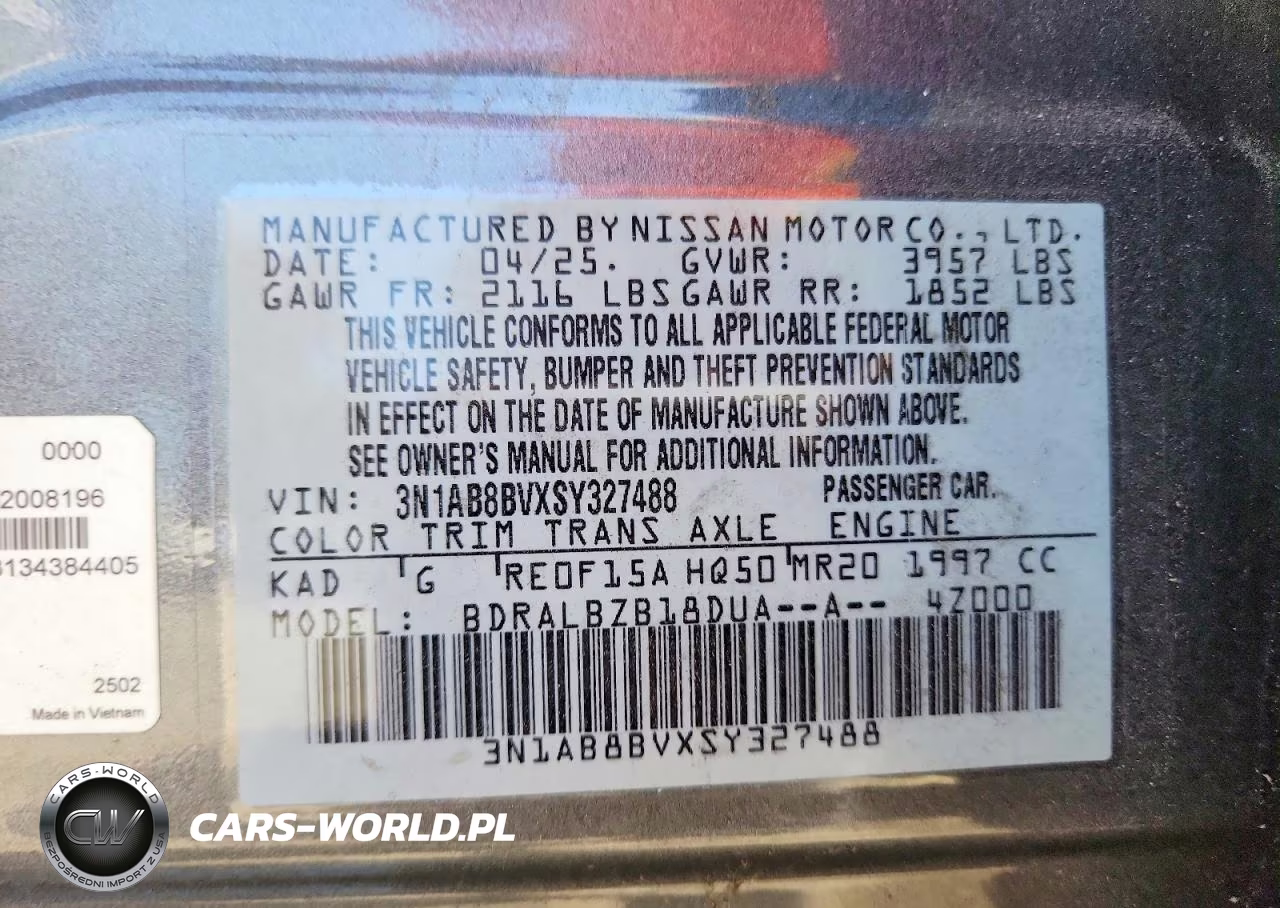 2025 Nissan Sentra S VIN:3N1AB8BVXSY327488 - 12