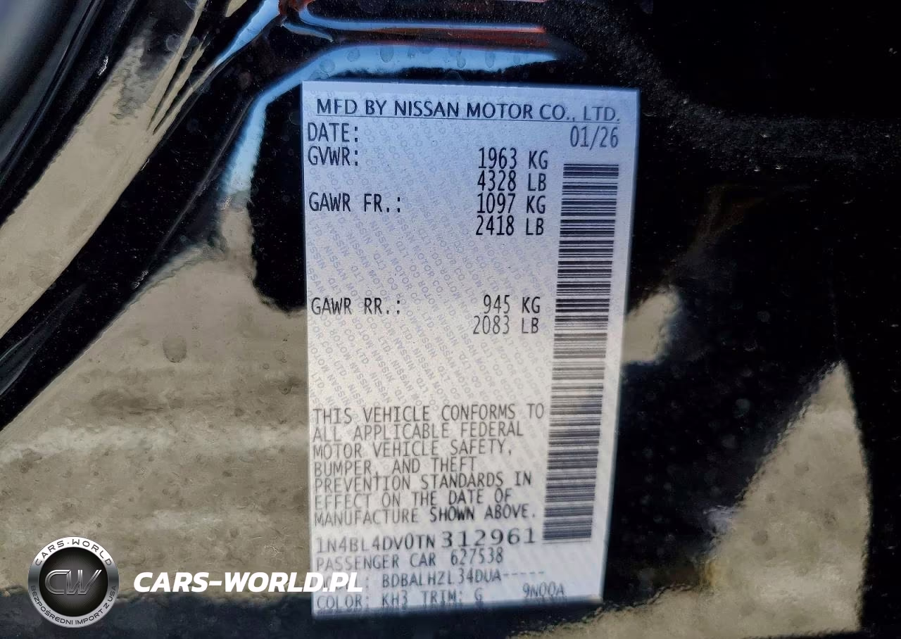 2026 Nissan Altima VIN:1N4BL4DV0TN312961 - 12