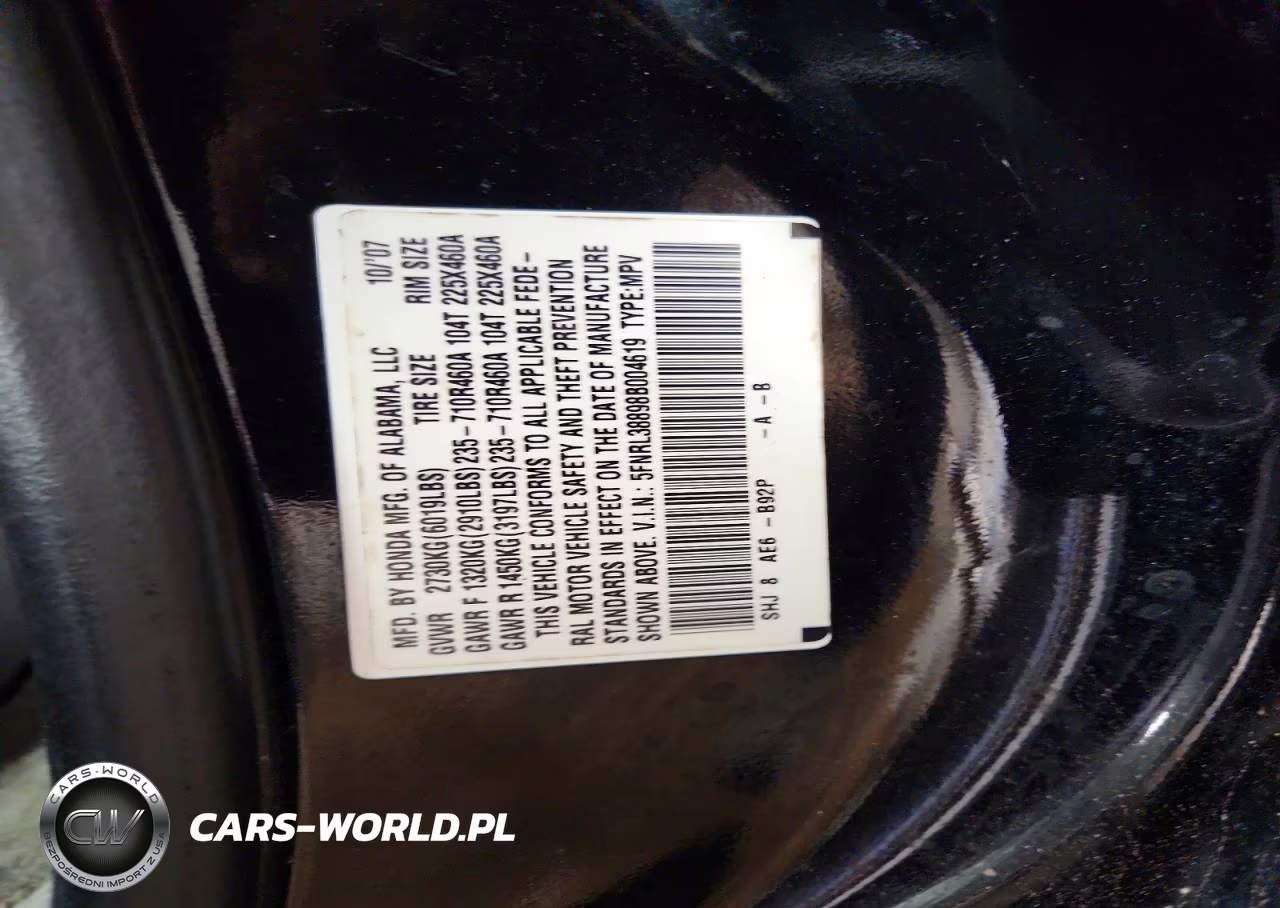 2008 Honda Odyssey Touring VIN:5FNRL38898B004619 - 13