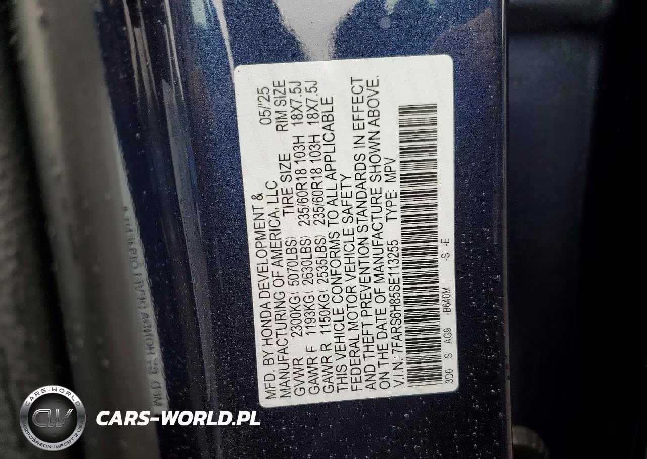 2025 Honda Cr-V Sport-L VIN:7FARS6H85SE113255 - 14