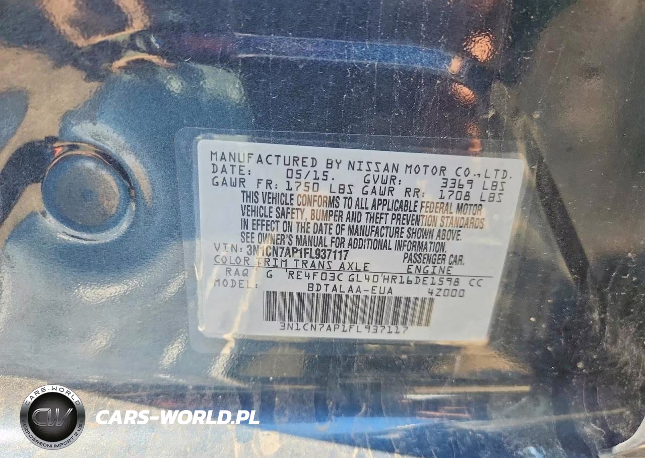 2015 Nissan Versa 1.6 S VIN:3N1CN7AP1FL937117 - 12
