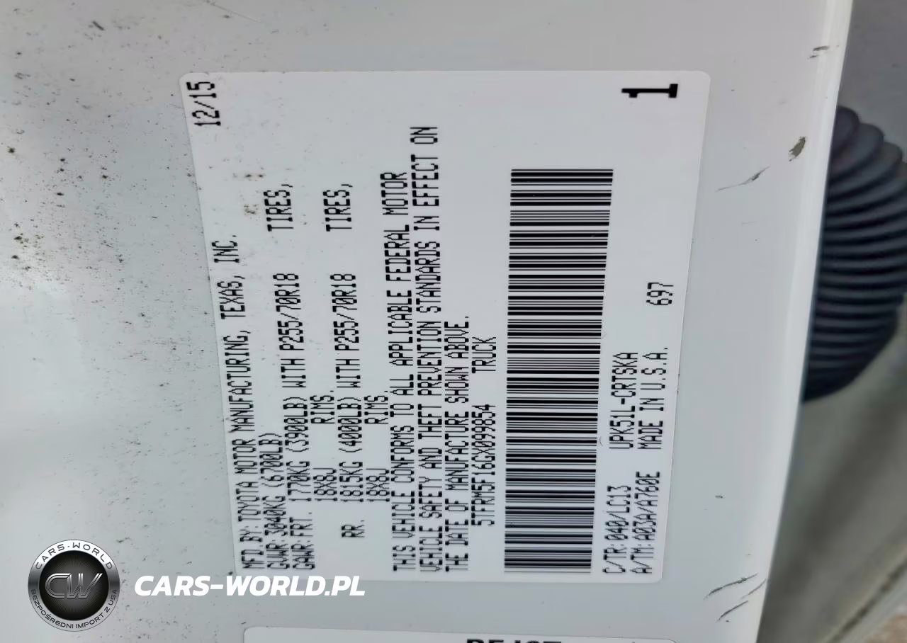2016 Toyota Tundra Sr VIN:5TFRM5F16GX099854 - 12