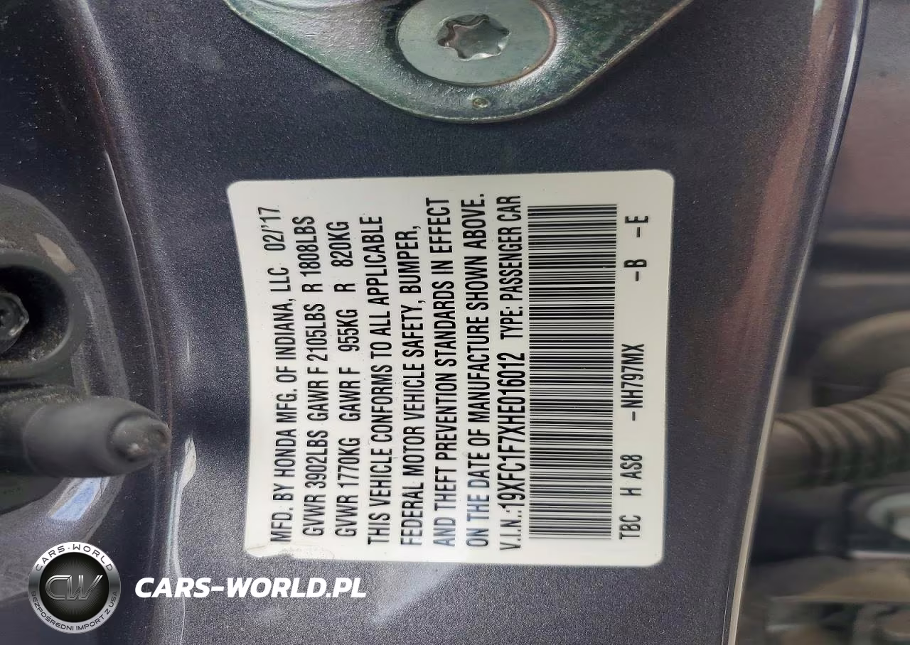 2017 Honda Civic Exl VIN:19XFC1F7XHE016012 - 12