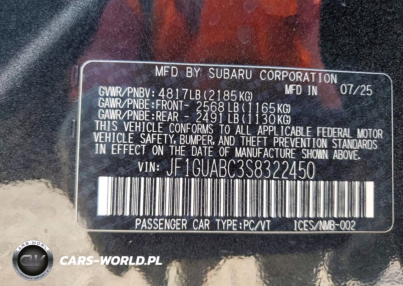 2025 Subaru Impreza VIN:JF1GUABC3S8322450 - 13