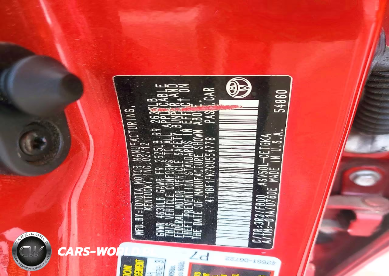 2012 Toyota Camry Xle VIN:4T1BF1FK7CU554778 - 12
