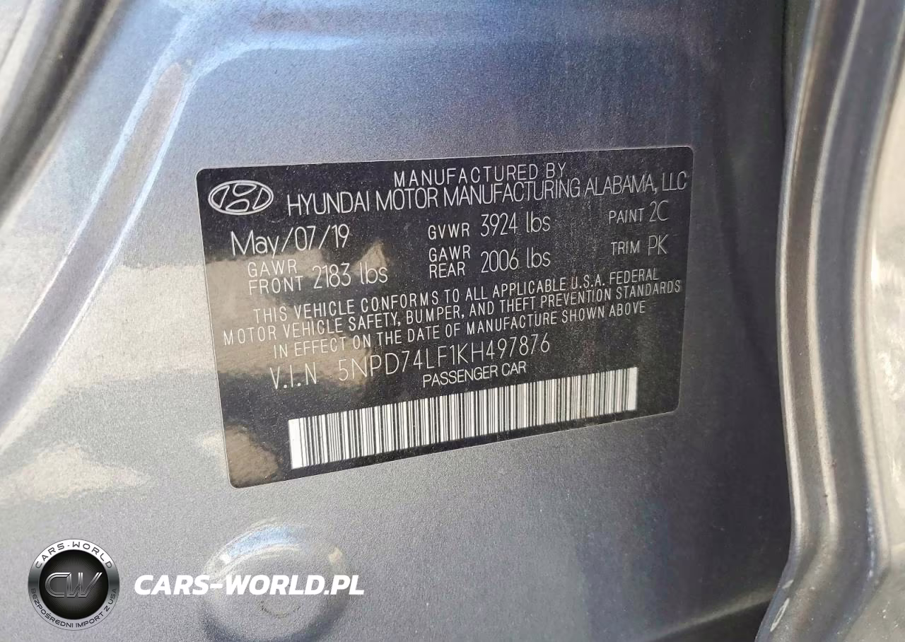 2019 Hyundai Elantra Se VIN:5NPD74LF1KH497876 - 12