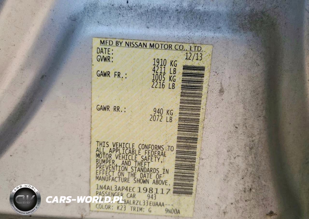 2014 Nissan Altima 2.5 S VIN:1N4AL3AP4EC198117 - 12