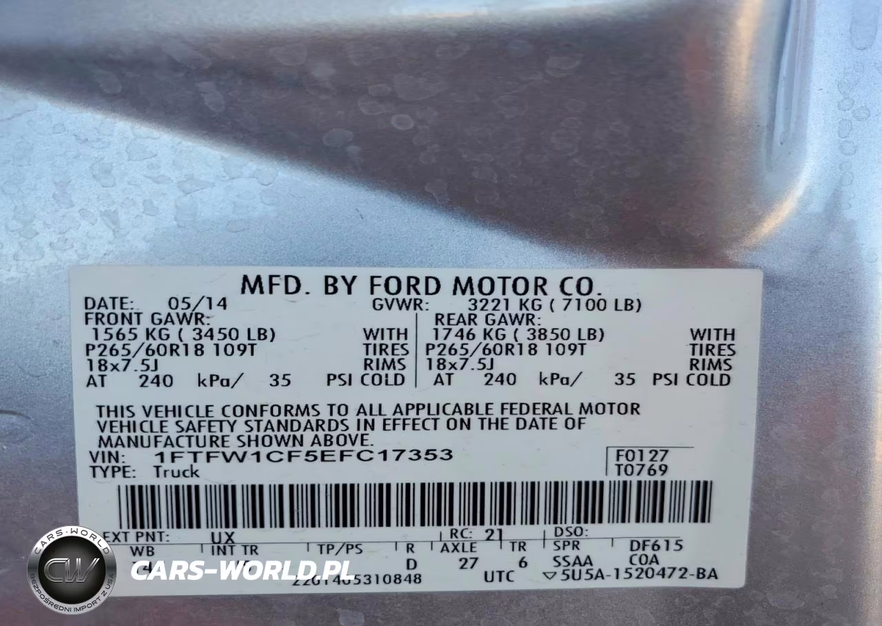 2014 Ford F150 Supercrew VIN:1FTFW1CF5EFC17353 - 13