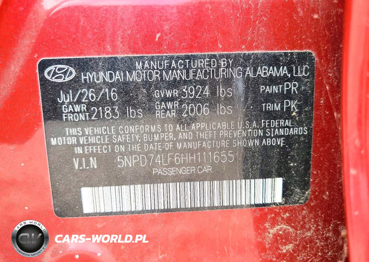 2017 Hyundai Elantra Se VIN:5NPD74LF6HH111655 - 12