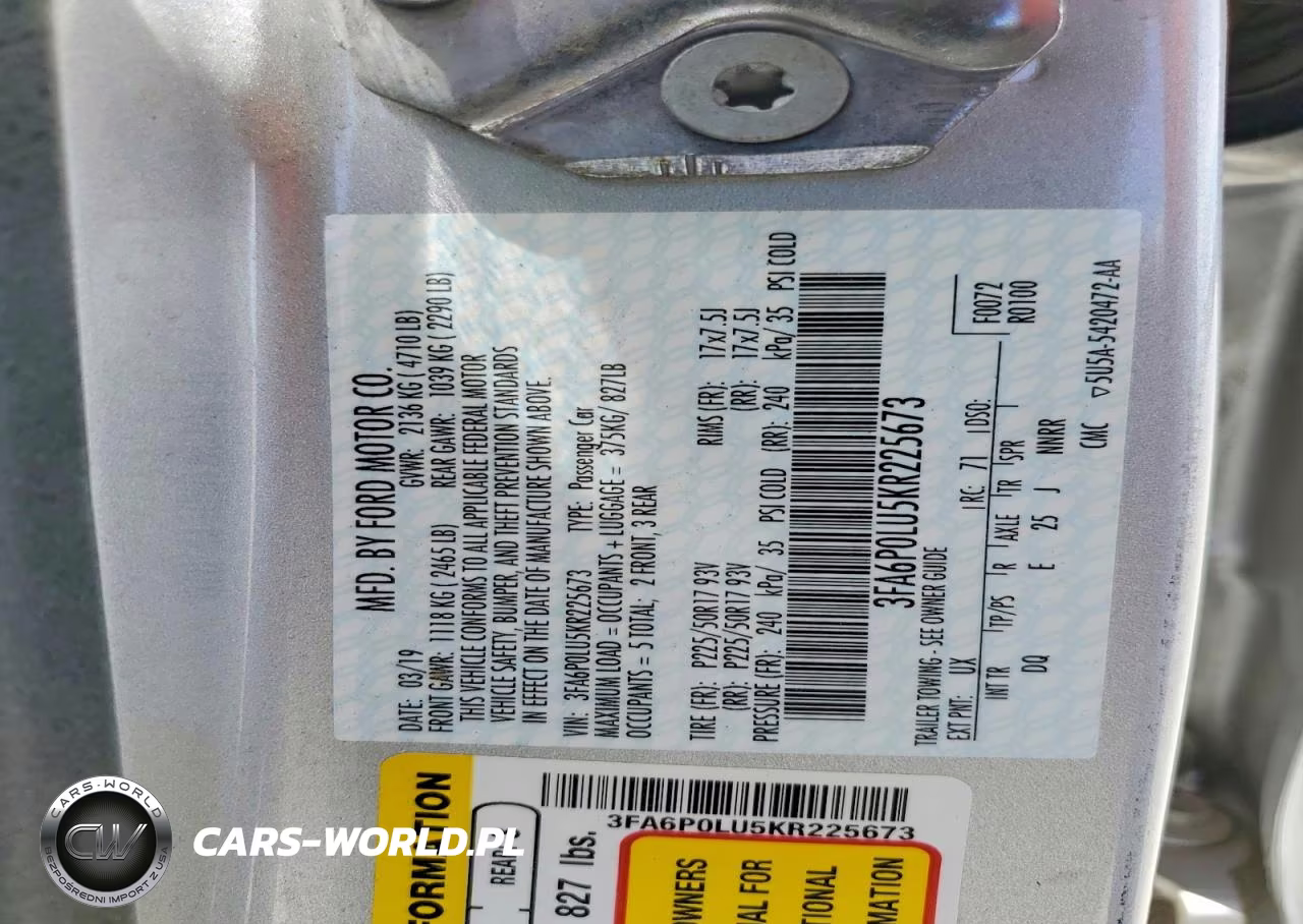 2019 Ford Fusion Se VIN:3FA6P0LU5KR225673 - 12