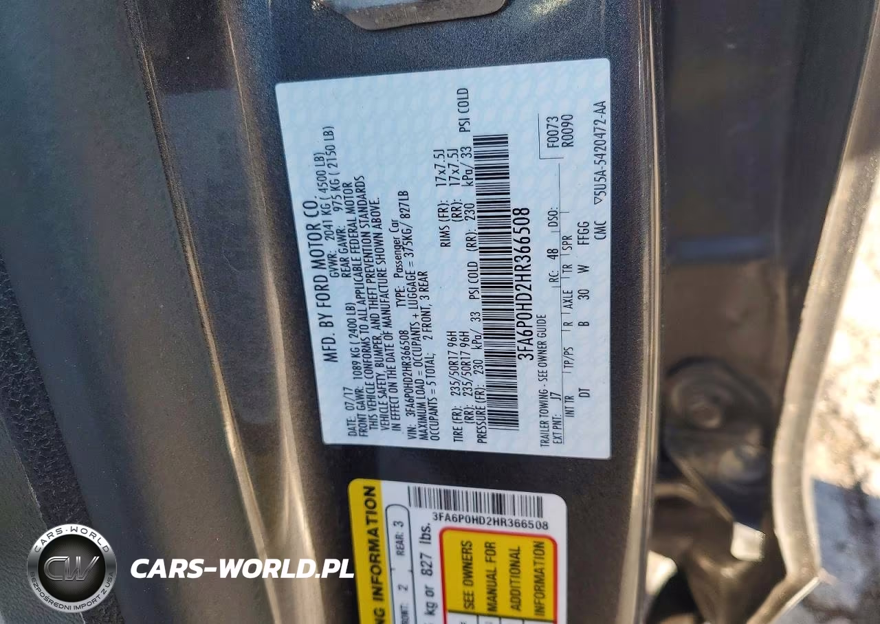 2017 Ford Fusion Se VIN:3FA6P0HD2HR366508 - 12