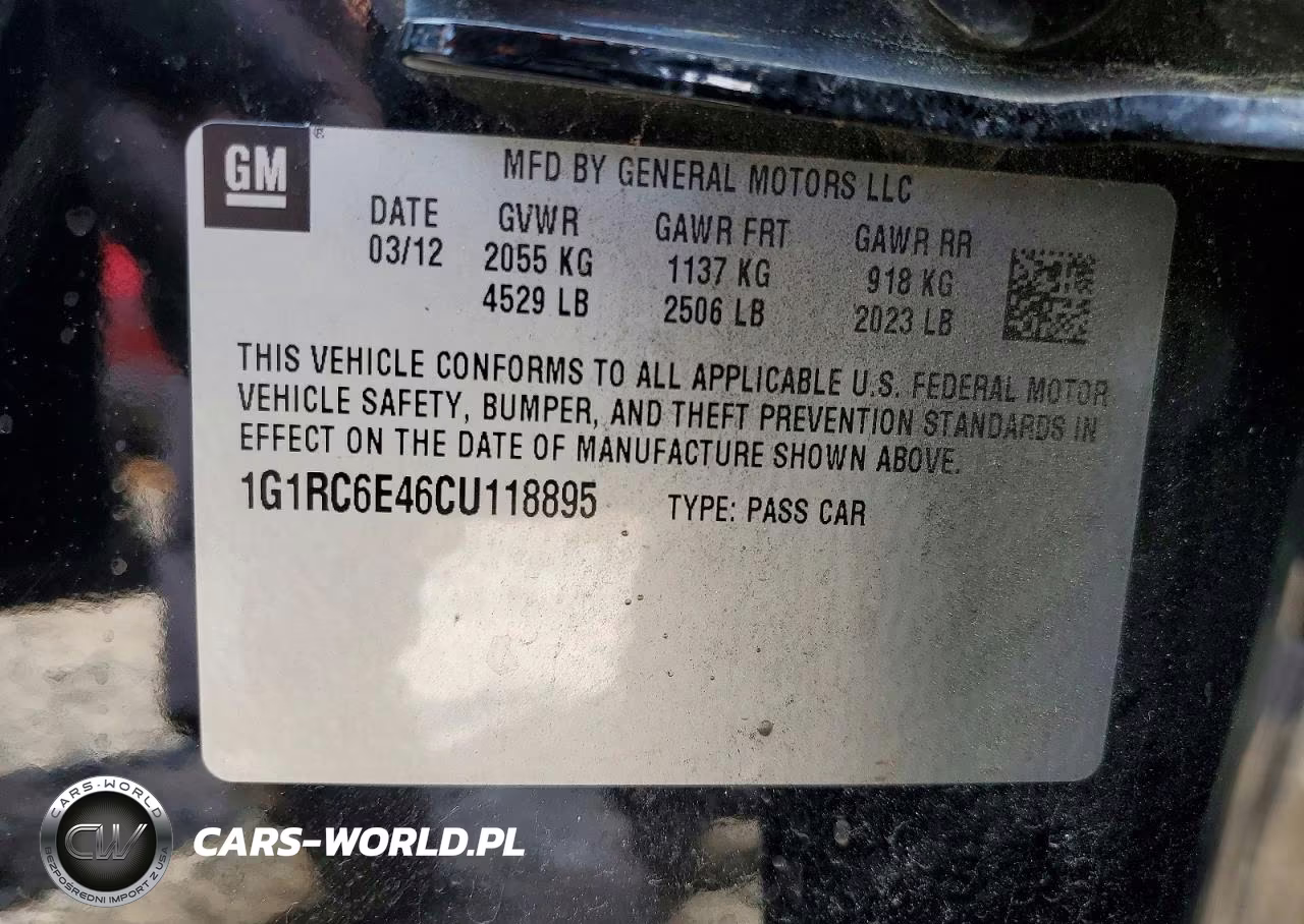 2012 Chevrolet Volt VIN:1G1RC6E46CU118895 - 12