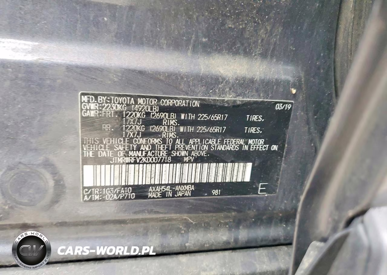 2019 Toyota Rav4 Hybrid Xle VIN:JTMRWRFV2KD007718 - 13