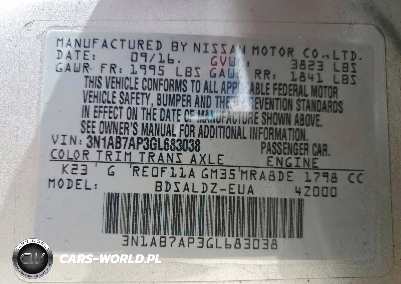 2016 Nissan Sentra Sv VIN:3N1AB7AP3GL683038 - 12