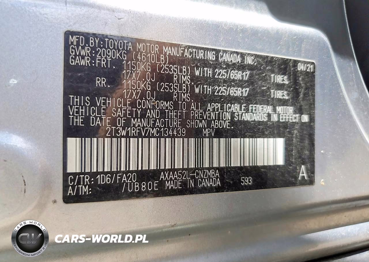 2021 Toyota Rav4 Xle VIN:2T3W1RFV7MC134439 - 12