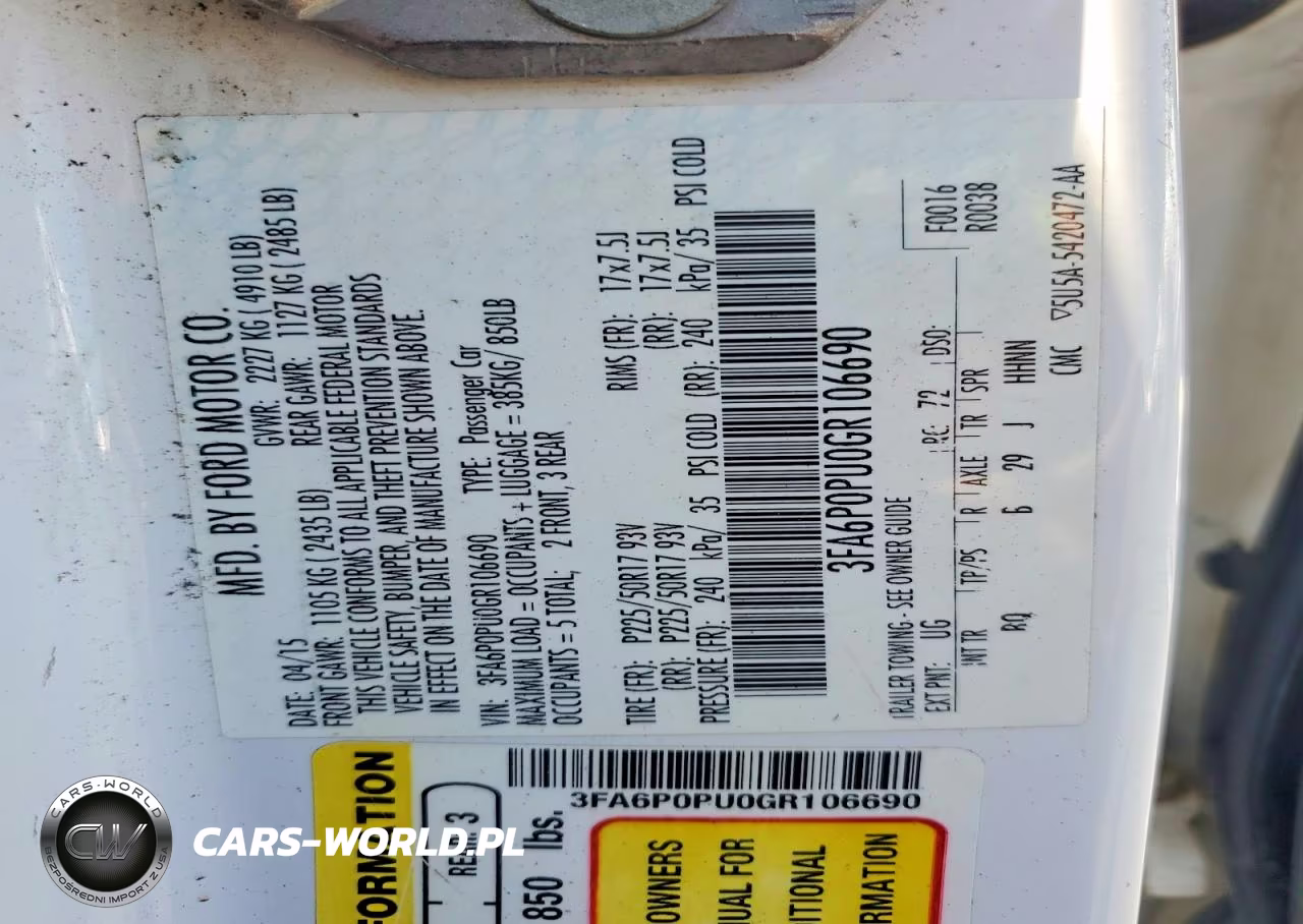2016 Ford Fusion Se Phev VIN:3FA6P0PU0GR106690 - 12
