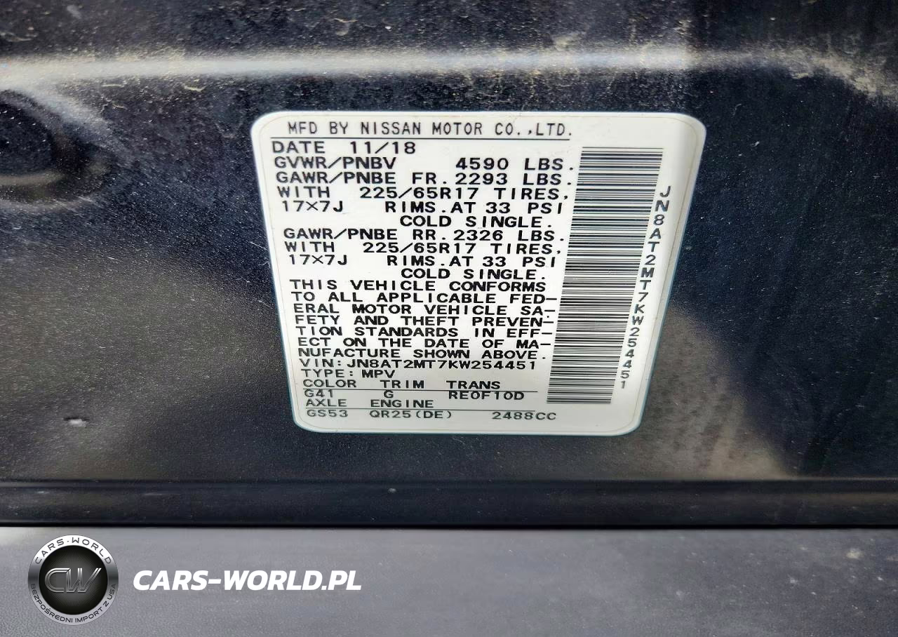 2019 Nissan Rogue Sv VIN:JN8AT2MT7KW254451 - 12