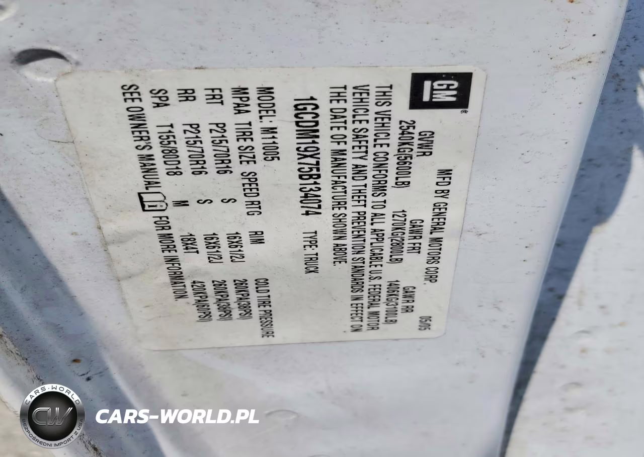 2005 Chevrolet Astro Van VIN:1GCDM19X75B134074 - 12