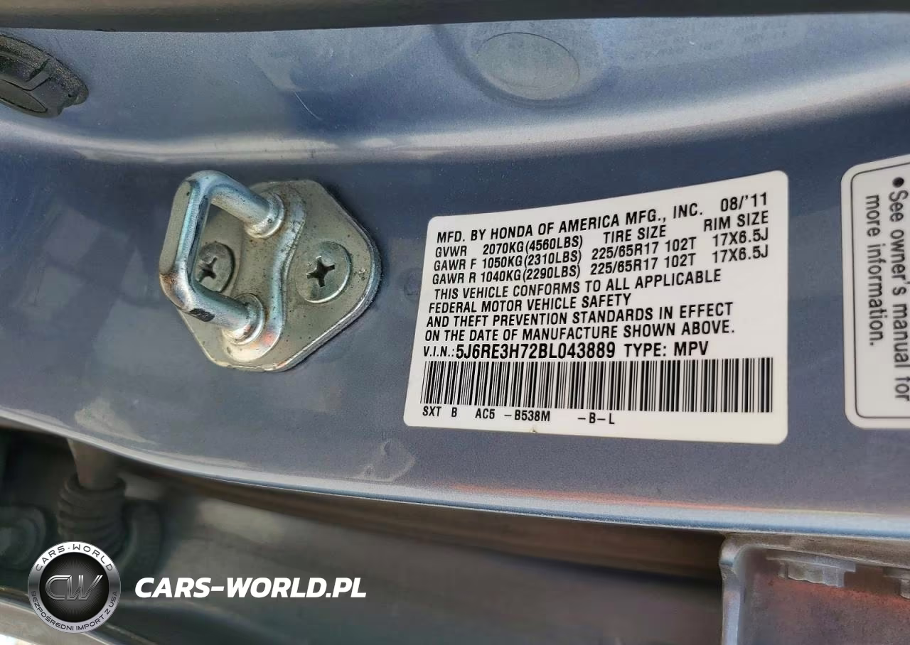 2011 Honda Cr-V Exl VIN:5J6RE3H72BL043889 - 12