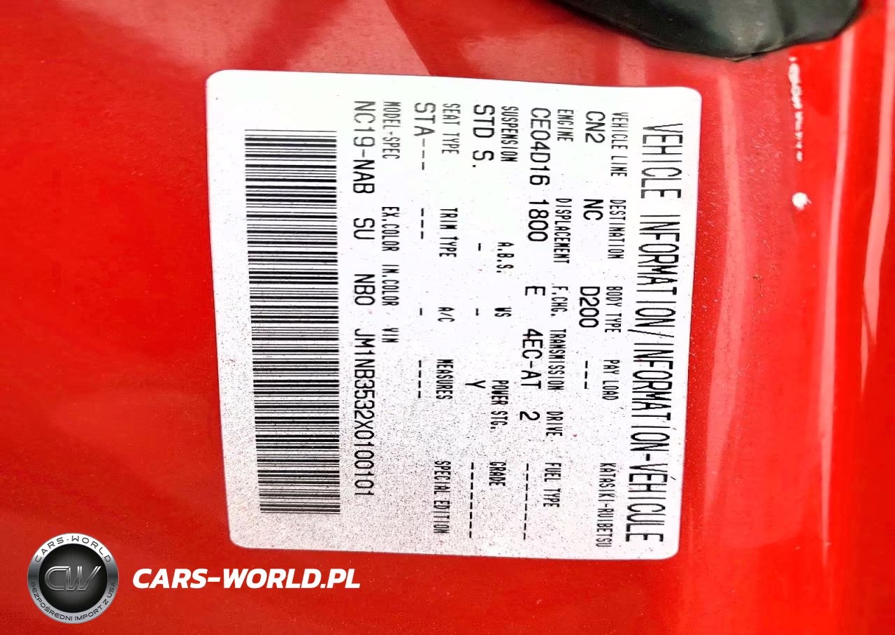 1999 Mazda Mx-5 Miata VIN:JM1NB3532X0100101 - 12