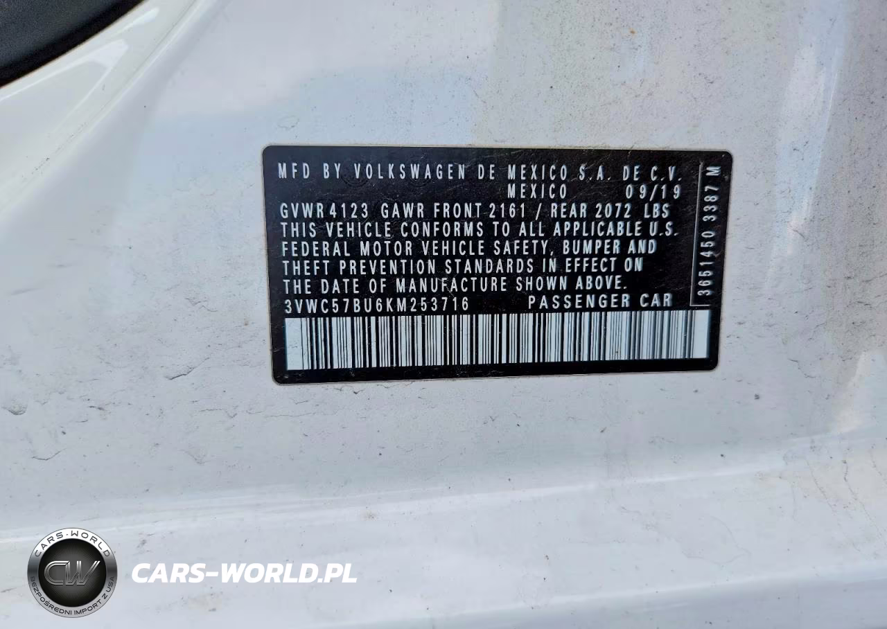 2019 Volkswagen Jetta S VIN:3VWC57BU6KM253716 - 12