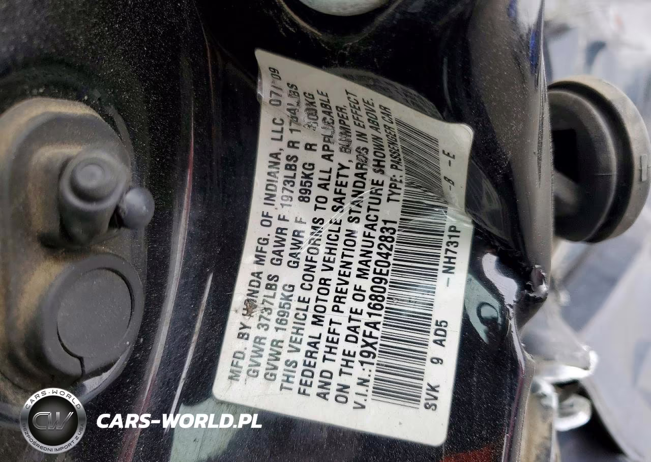 2009 Honda Civic VIN:19XFA16809E042831 - 12