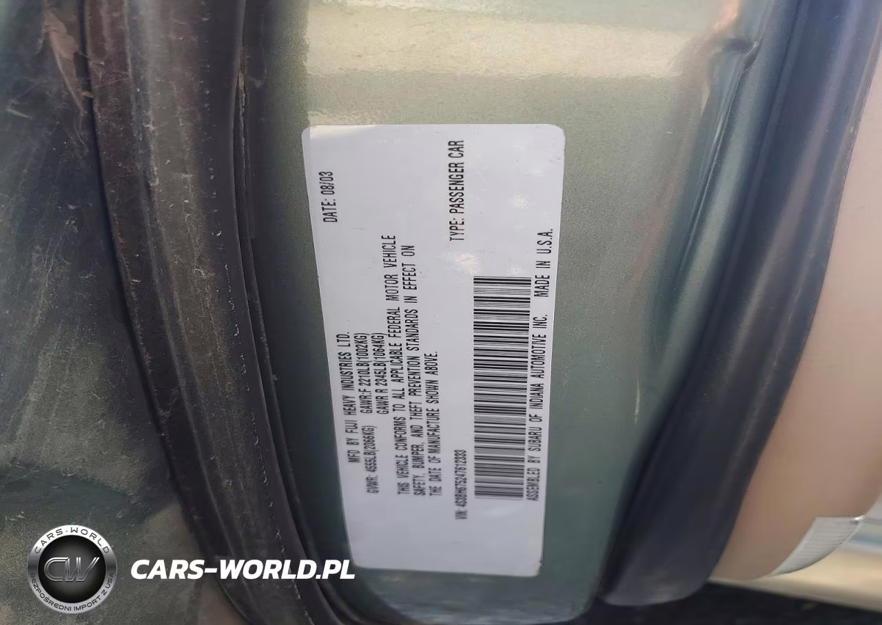 2004 Subaru Legacy Outback Awp VIN:4S3BH675247612333 - 13