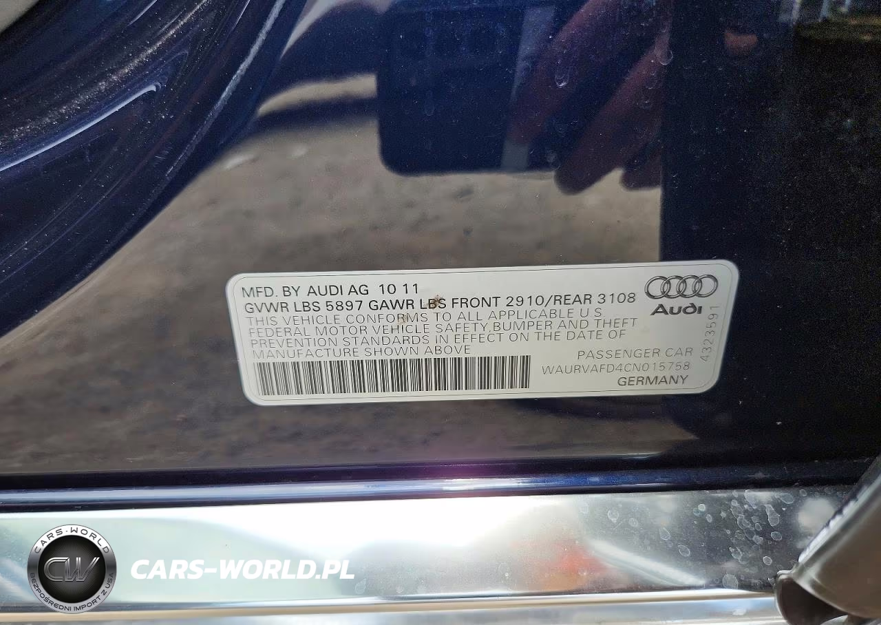 2012 Audi A8 L Quattro VIN:WAURVAFD4CN015758 - 12