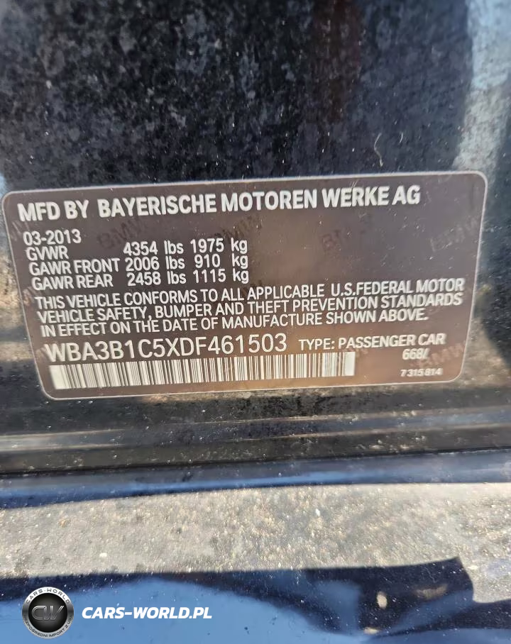 2013 BMW 320 I VIN:WBA3B1C5XDF461503 - 12