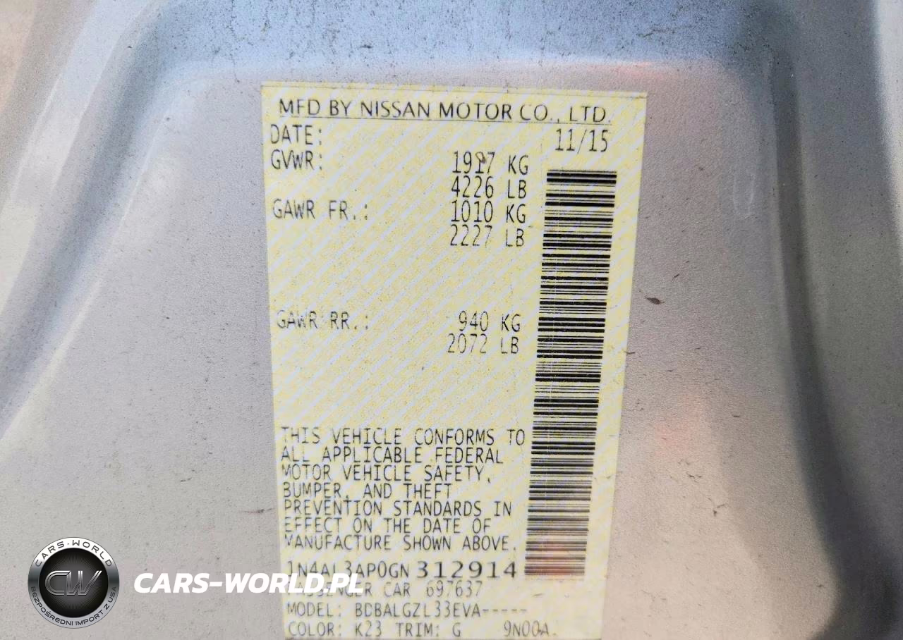 2016 Nissan Altima 2.5 S VIN:1N4AL3AP0GN312914 - 12
