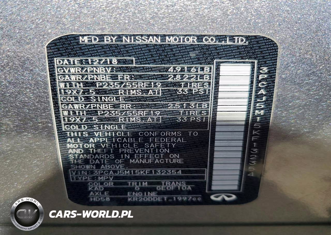 2019 Infiniti Qx50 Luxe VIN:3PCAJ5M15KF132354 - 14