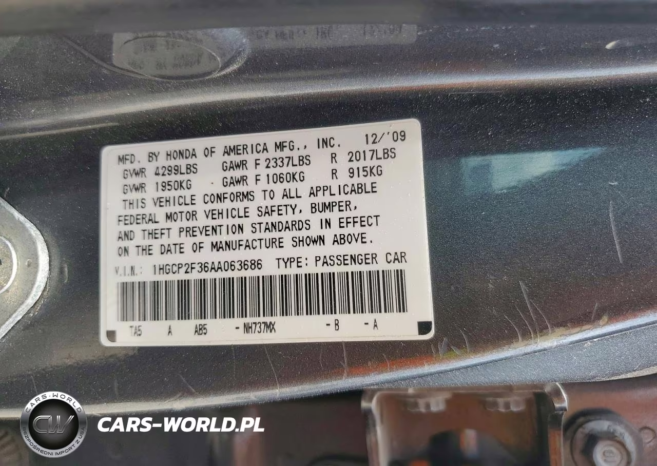 2010 Honda Accord Lx VIN:1HGCP2F36AA063686 - 12